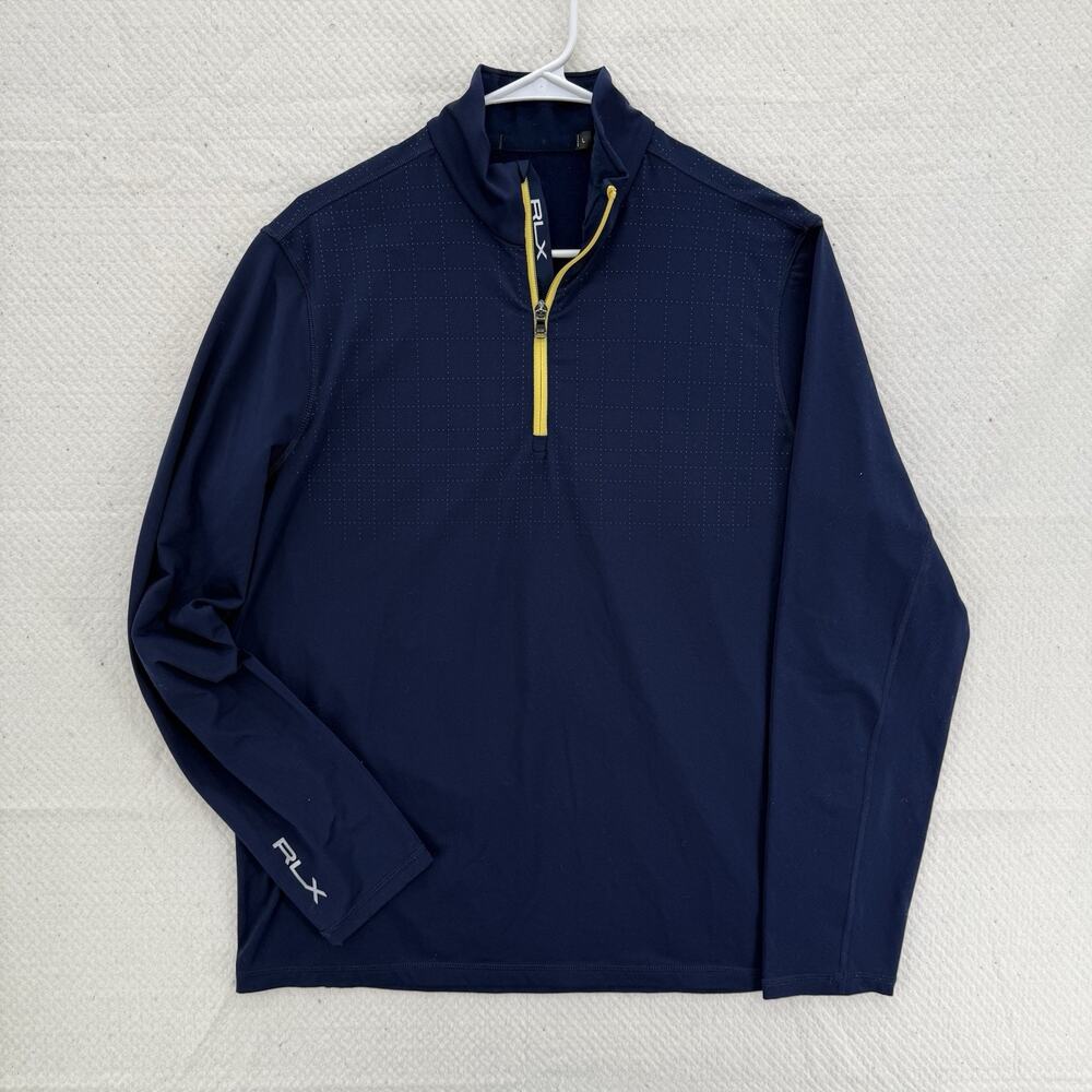 RLX Ralph Lauren Quarter Zip Blue Geometric Print Sz Large Mens Performance Golf